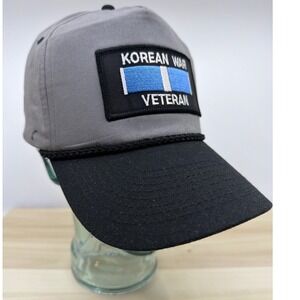 Cobra Korean War Veteran Snapback Hat Grey Black Rope Trucker Cap Adjustable OSF